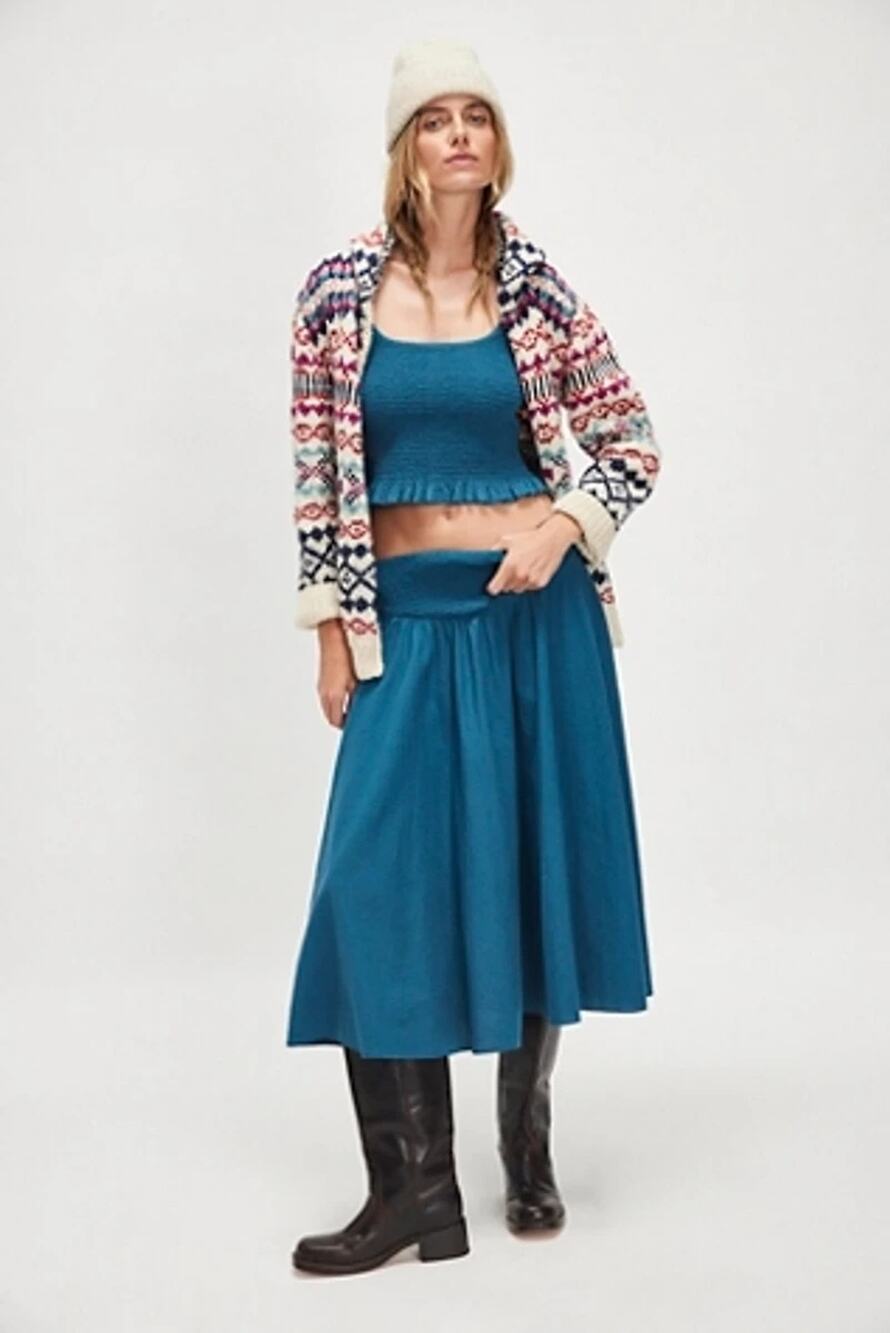 New Free People Braveheart Solid Set $168 Sz XS Seaside Convertible Skirt Dress